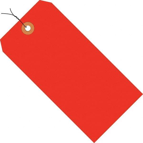 Made in USA - 6-1/4" High x 3-1/8" Long, Safety & Facility Blank Tag - Fluorescent Red Cardstock - All Tool & Supply