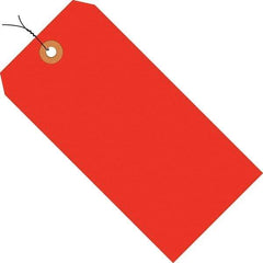 Made in USA - 4-1/4" High x 2-1/8" Long, Safety & Facility Blank Tag - Fluorescent Red Cardstock - All Tool & Supply