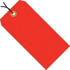 Made in USA - 5-3/4" High x 2-7/8" Long, Safety & Facility Blank Tag - Fluorescent Red Cardstock - All Tool & Supply