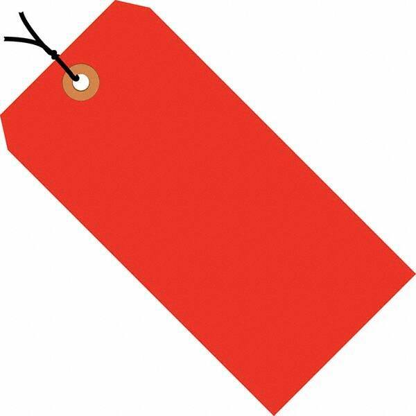 Made in USA - 3-3/4" High x 1-7/8" Long, Safety & Facility Blank Tag - Fluorescent Red Cardstock - All Tool & Supply