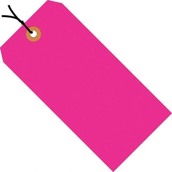 Made in USA - 5-1/4" High x 2-5/8" Long, Safety & Facility Blank Tag - Fluorescent Pink Cardstock - All Tool & Supply