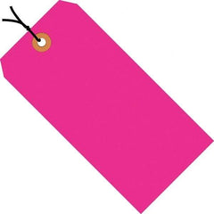 Made in USA - 4-3/4" High x 2-3/8" Long, Safety & Facility Blank Tag - Fluorescent Pink Cardstock - All Tool & Supply