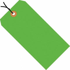 Made in USA - 4-1/4" High x 2-1/8" Long, Safety & Facility Blank Tag - Fluorescent Green Cardstock - All Tool & Supply