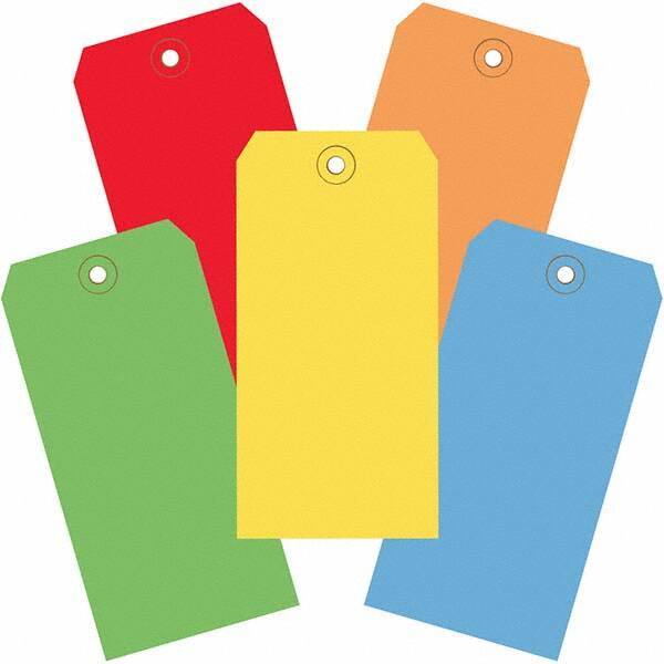 Made in USA - 6-1/4" High x 3-1/8" Long, Safety & Facility Blank Tag - Assorted Color Cardstock - All Tool & Supply