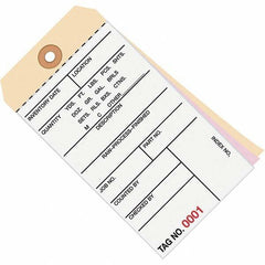 Made in USA - 6-1/4" High x 3-1/8" Long, Inventory, English Safety & Facility Numbered Tag - White & Manila Cardstock - All Tool & Supply