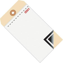 Made in USA - 6-1/4" High x 3-1/8" Long, Inventory, English Safety & Facility Numbered Tag - White & Manila Cardstock - All Tool & Supply