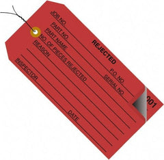 Made in USA - 4-3/4" High x 2-3/8" Long, Inventory, English Safety & Facility Numbered Tag - Red Cardstock - All Tool & Supply