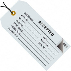 Made in USA - 4-3/4" High x 2-3/8" Long, Inventory, English Safety & Facility Numbered Tag - Blue Cardstock - All Tool & Supply