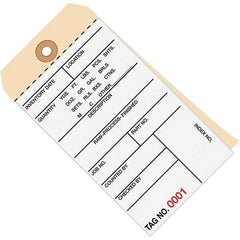 Made in USA - 6-1/4" High x 3-1/8" Long, Inventory, English Safety & Facility Numbered Tag - White & Manila Cardstock - All Tool & Supply