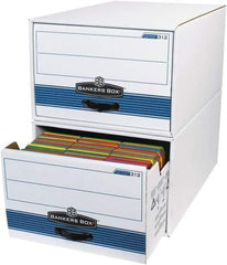 Made in USA - 1 Compartment, 15" Wide x 24" Deep, File Storage Boxes - Corrugated Cardboard, White - All Tool & Supply