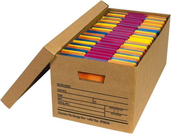 Made in USA - 1 Compartment, 12" Wide x 24" Deep, File Storage Boxes - Corrugated Cardboard, Kraft (Color) - All Tool & Supply