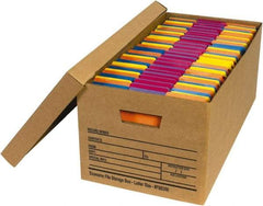 Made in USA - 1 Compartment, 12" Wide x 24" Deep, File Storage Boxes - Corrugated Cardboard, Kraft (Color) - All Tool & Supply