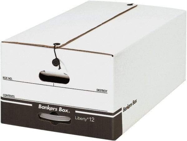 Made in USA - 1 Compartment, 15" Wide x 24" Deep, File Storage Boxes - Corrugated Cardboard, White - All Tool & Supply