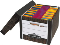 Made in USA - 1 Compartment, 12" Wide x 15" Deep, File Storage Boxes - Corrugated Cardboard, Wood Grain (Color) - All Tool & Supply