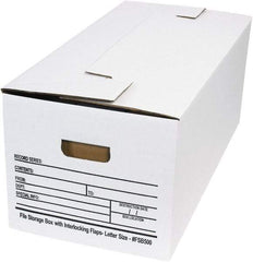 Made in USA - 1 Compartment, 12" Wide x 24" Deep, File Storage Boxes - Corrugated Cardboard, White - All Tool & Supply