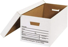 Made in USA - 1 Compartment, 12" Wide x 24" Deep, File Storage Boxes - Corrugated Cardboard, White - All Tool & Supply