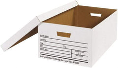 Made in USA - 1 Compartment, 15" Wide x 24" Deep, File Storage Boxes - Corrugated Cardboard, White - All Tool & Supply