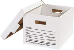 Made in USA - 1 Compartment, 12" Wide x 15" Deep, File Storage Boxes - Corrugated Cardboard, White - All Tool & Supply