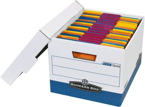 Made in USA - 1 Compartment, 12" Wide x 15" Deep, File Storage Boxes - Corrugated Cardboard, Blue - All Tool & Supply