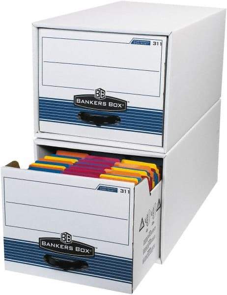 Made in USA - 1 Compartment, 12" Wide x 24" Deep, File Storage Boxes - Corrugated Cardboard, White - All Tool & Supply