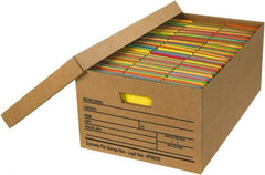 Made in USA - 1 Compartment, 15" Wide x 24" Deep, File Storage Boxes - Corrugated Cardboard, Kraft (Color) - All Tool & Supply