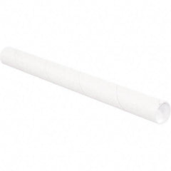 Made in USA - 2-1/2" Diam x 36" Long Round White Mailing Tubes - 1 Wall, White - All Tool & Supply