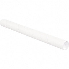 Made in USA - 2-1/2" Diam x 20" Long Round White Mailing Tubes - 1 Wall, White - All Tool & Supply