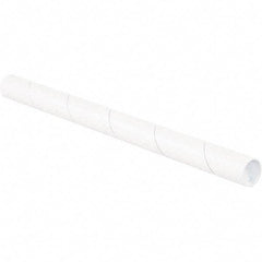 Made in USA - 1-1/2" Diam x 12" Long Round White Mailing Tubes - 1 Wall, White - All Tool & Supply