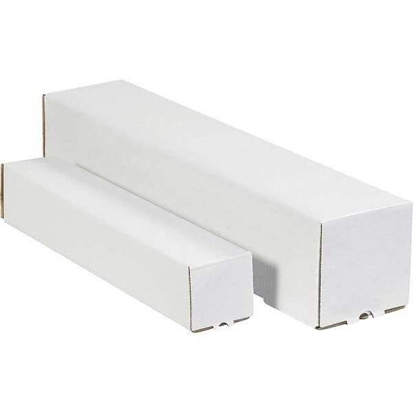 Made in USA - 3" Diam x 25" Long Square Square Mailing Tubes - 1 Wall, White - All Tool & Supply