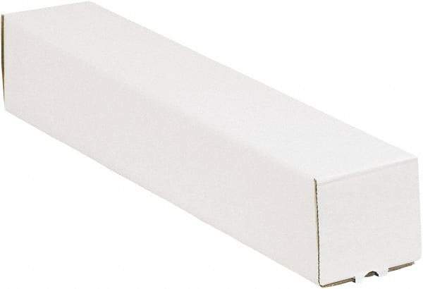 Made in USA - 3" Diam x 18" Long Square Square Mailing Tubes - 1 Wall, White - All Tool & Supply