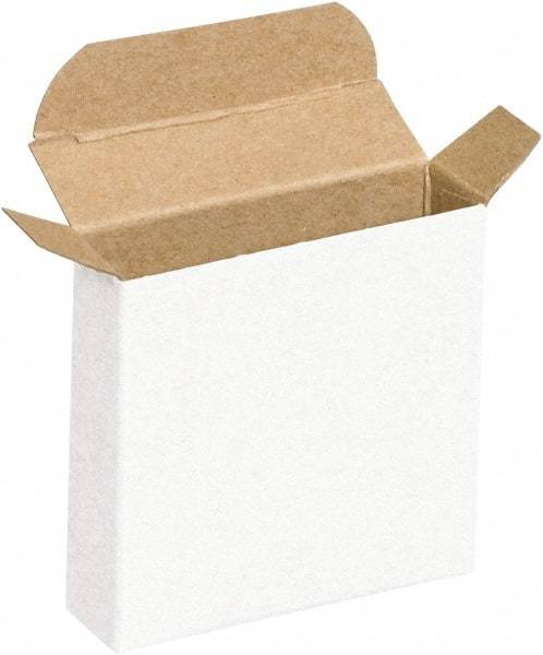 Made in USA - 1" Wide x 3" Long x 3" High Rectangle Chipboard Box - 1 Wall, White - All Tool & Supply