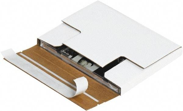 Made in USA - 5-1/16" Wide x 5-7/8" Long x 1/2" High Square Multi-Media Mailers - 1 Wall, White - All Tool & Supply