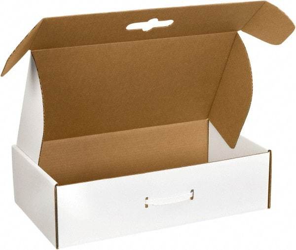 Made in USA - 11-3/8" Wide x 18-1/4" Long x 2-11/16" High Rectangle Corrugated Shipping Box - 1 Wall, White - All Tool & Supply