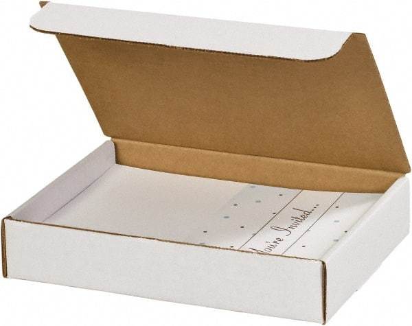 Made in USA - 6-1/2" Wide x 9" Long x 1-3/4" High Rectangle Crush Proof Mailers - 1 Wall, White - All Tool & Supply