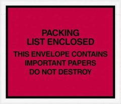 Value Collection - 1,000 Piece, 7" Long x 6" Wide, Packing List Envelope - Important Papers Enclosed, Red - All Tool & Supply