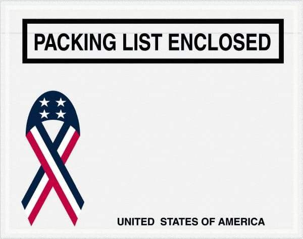 Value Collection - 1,000 Piece, 7" Long x 5-1/2" Wide, Packing List Envelope - Packing List Enclosed, Red, White & Blue - All Tool & Supply