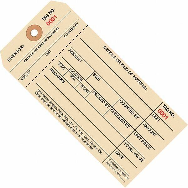 Made in USA - 6-1/4" High x 3-1/8" Long, Inventory, English Safety & Facility Numbered Tag - Manila Cardstock - All Tool & Supply