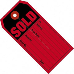 Made in USA - 4-3/4" High x 2-3/8" Long, Inventory, English Safety & Facility Numbered Tag - Red & Black Cardstock - All Tool & Supply