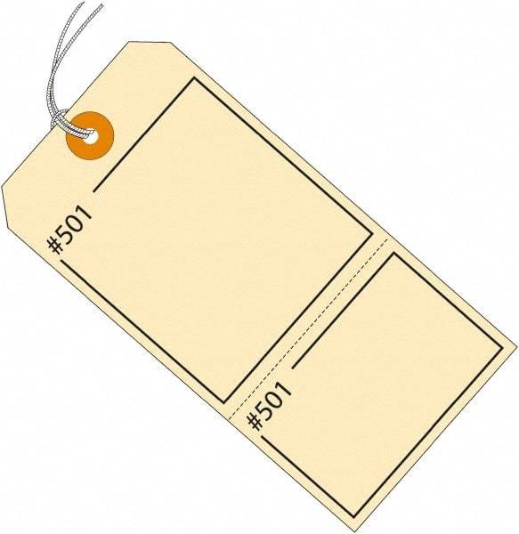 Made in USA - 4-3/4" High x 2-3/8" Long, Numbered, English Safety & Facility Retail Tag - Manila Cardstock - All Tool & Supply