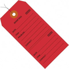 Made in USA - 6-1/4" High x 3-1/8" Long, Repair, English Safety & Facility Inspection Tag - Red Cardstock - All Tool & Supply