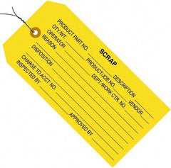 Made in USA - 4-3/4" High x 2-3/8" Long, Scrap, English Safety & Facility Inspection Tag - Yellow Cardstock - All Tool & Supply