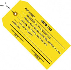 Made in USA - 4-3/4" High x 2-3/8" Long, ACCEPTED, English Safety & Facility Inspection Tag - Yellow Cardstock - All Tool & Supply