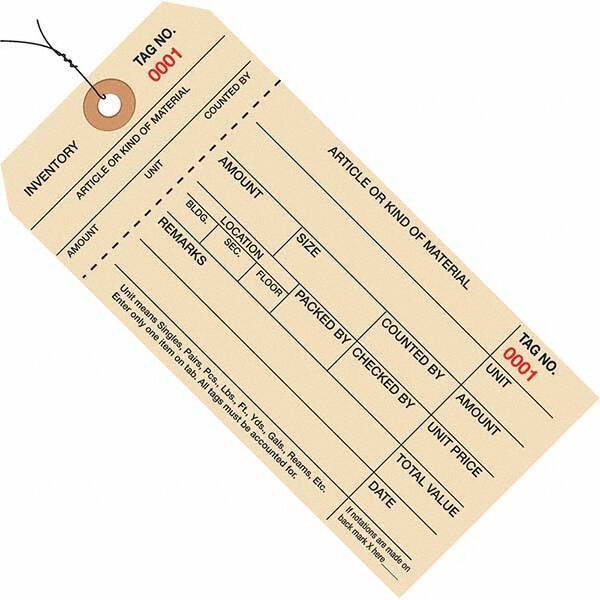 Made in USA - 6-1/4" High x 3-1/8" Long, Inventory, English Safety & Facility Numbered Tag - Manila Cardstock - All Tool & Supply