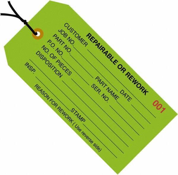 Made in USA - 4-3/4" High x 2-3/8" Long, Safety & Facility Blank Tag - Green Cardstock - All Tool & Supply