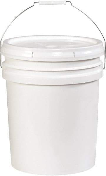 Made in USA - 5 Gal White Cylinder Metal Pail - 13-3/8" High - All Tool & Supply