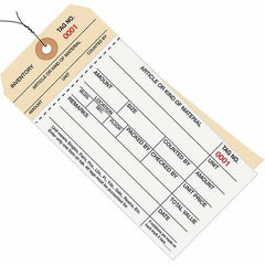 Made in USA - 6-1/4" High x 3-1/8" Long, Inventory, English Safety & Facility Numbered Tag - White & Manila Cardstock - All Tool & Supply