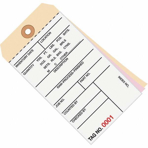 Made in USA - 6-1/4" High x 3-1/8" Long, Inventory, English Safety & Facility Numbered Tag - White & Manila Cardstock - All Tool & Supply