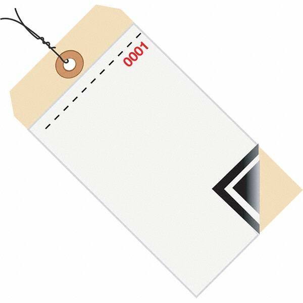 Made in USA - 6-1/4" High x 3-1/8" Long, Inventory, English Safety & Facility Numbered Tag - White & Manila Cardstock - All Tool & Supply