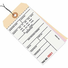 Made in USA - 6-1/4" High x 3-1/8" Long, Inventory, English Safety & Facility Numbered Tag - White & Manila Cardstock - All Tool & Supply