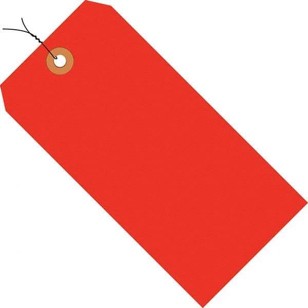 Made in USA - 3-3/4" High x 1-7/8" Long, Safety & Facility Blank Tag - Fluorescent Red Cardstock - All Tool & Supply